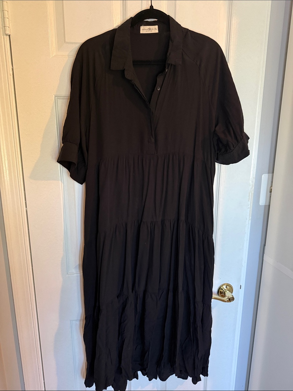 Natural Life Tiered Black Midi Dress - XL